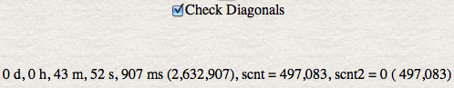 Show the number of the actual solution timing with diagonals