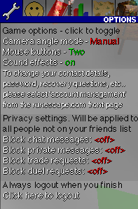 options menu